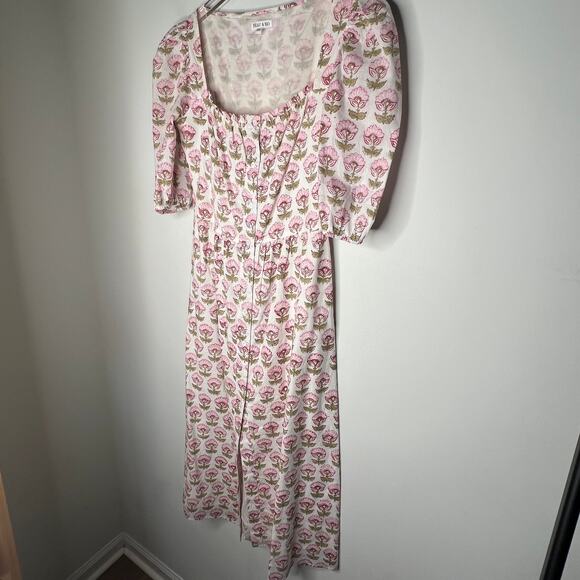 Beau & Ro Pink Floral Block Printed Midi Dress Size XS - Picture 5 of 7